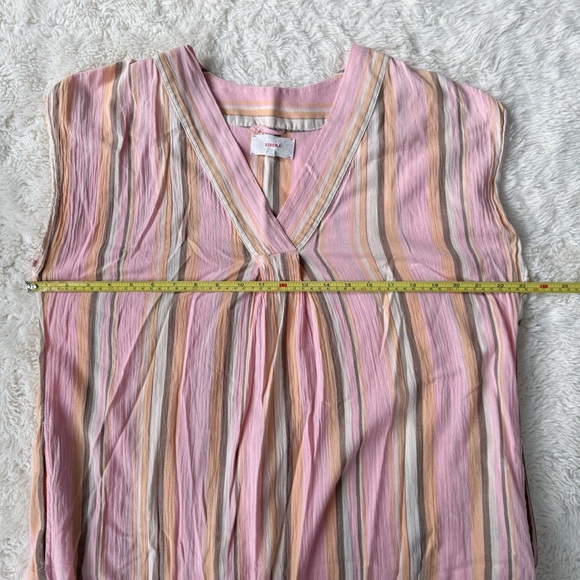 XiRENA Woman Pink Stripe Light Cotton V-Neck Maxi Dress SMALL Boho Chic Coastal - Picture 4 of 7